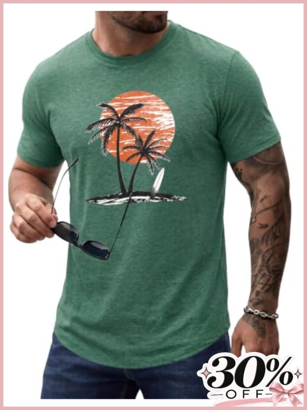 Men's Casual Graphic Tee Crew Neck Short Sleeve Cotton Blend T-Shirt